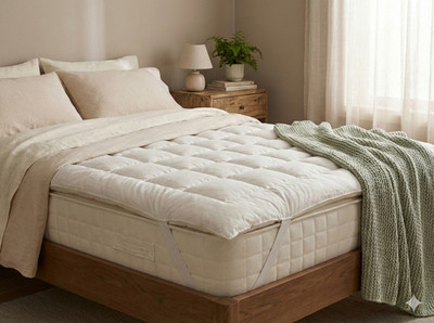Handmade Merino Wool Mattress Topper [ CREAM-QUEEN ] Breathable Natural Bed Pad
