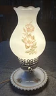 Vintage Daisy Milk Glass Electric Hurricane Table Lamp 10.5” Tall Flowers
