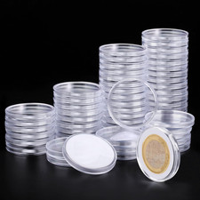 60-Pack Clear Plastic Coin Capsules  40mm Holders with Adjustable Gaskets