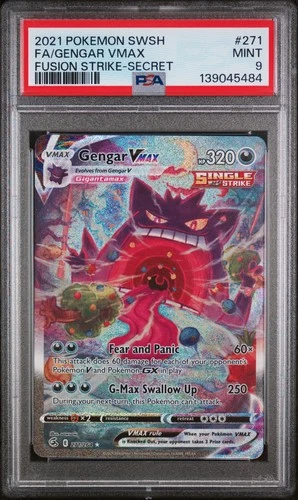 2021 POKEMON SWORD & SHIELD FUSION STRIKE SECRET #271 FULL ART/GENGAR VMAX PSA 9