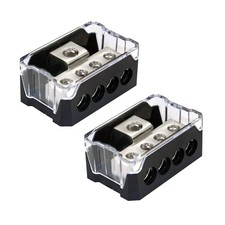 4 Way Power Distribution Block, 0/2/4 AWG Gauge in, 4/8/10 Gauge Out, Car Aud...