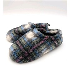 SKIMS Fleece Sleep Slippers Lightweight Women's Multi Plaid Size US10 EU41