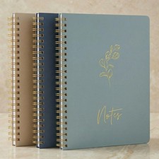 ZICOTO Aesthetic Spiral Notebook Set of 3 Medium 8x6, darkblue-medblue-taupe