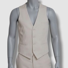 Bar III Men's Beige Slim-Fit Stretch Cotton-Blend Solid Suit Vest Size XL