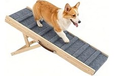 Dog Ramp for Bed, 35.4" Long Wooden Pet Ramp for Small  Large Dogs, 4 Adjustabl