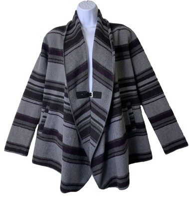 Savile Row Wool Blend Gray Tweed Pockets Belted Buckle Cape Coat Women's Size M
