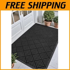 Stain Resistant Rubber Doormat, 32x48, Black