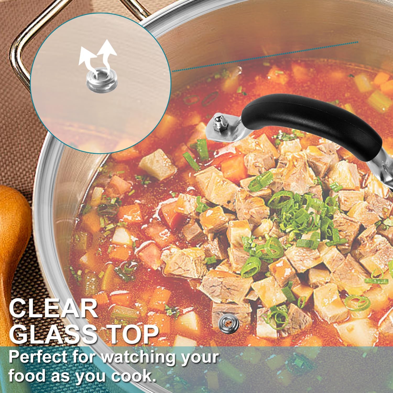 8 Inch Pan Lid-Glass Lid with Stainless Steel Handle for Frying and Pots ( )