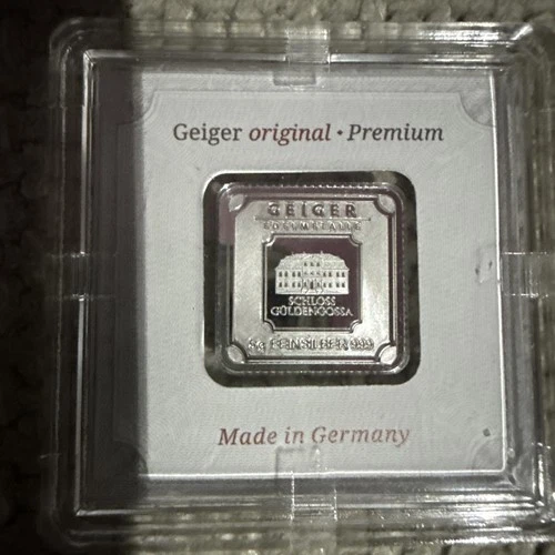 5g .999 Fine Silver Geiger Orginal Square in Assay Capsule