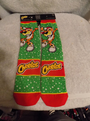 1 Pair Odd Sox Christmas Cheetos Chester Cheetah Socks Fits Size 6 - 13