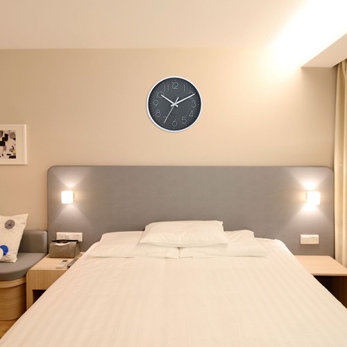 2Pcs 8" Round Wall Clock Battery Operated Silent Non-Ticking Office Clocks Black - Picture 6 of 6