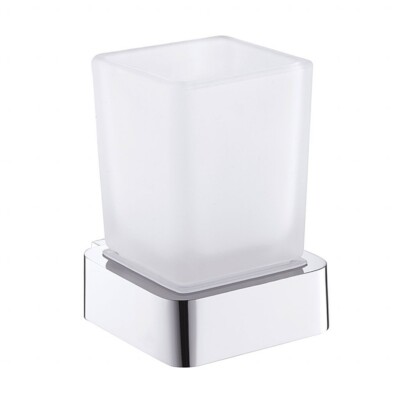 BOLO Zahnbürstenhalter Messing Glas Chrom poliert für Bad & Küche >> zum Bohren