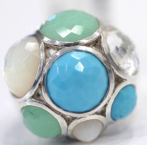 Nuovo Anello Argento Sterling IPPOLITA Multi Pietra Turchese Cupola Quarzo Turchese 7,25 - Foto 1 di 10
