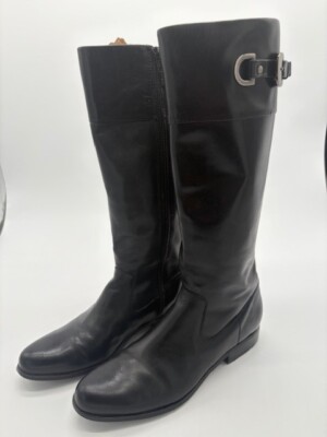 Anne Klein Akchandler Black Leather Womens knee high boots Size 8 M