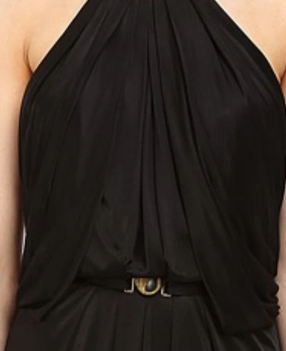 Abito con cintura Versace Collection L22022 da donna nero catena raso taglia 44