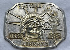 Vintage 1886 to 1986 100 Years Of Liberty Belt Buckle Gold Silver Tone