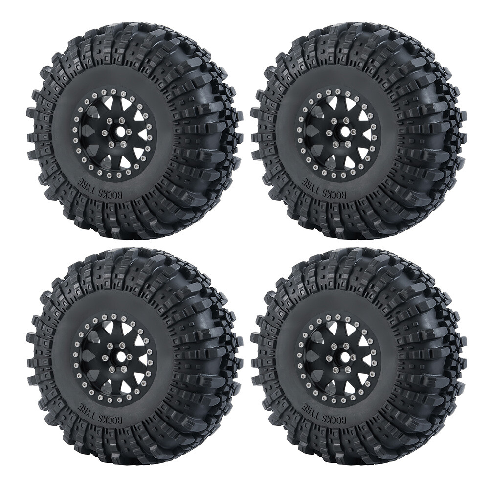 2.2 Inch Tyres & Metal Beadlock Wheel Rim for 1:10 RC Rock Crawler SCX10 Wraith