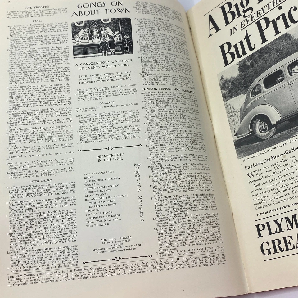 The New Yorker Complete Magazine December 3, 1938 Perry Barlow Cover VG Foto 2 de 4