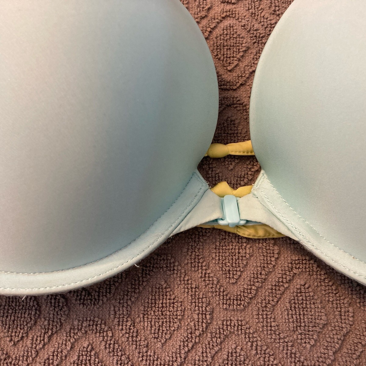 Victoria's Secret Push Up Bra 36D Lace Caged Back Blue Neon Green