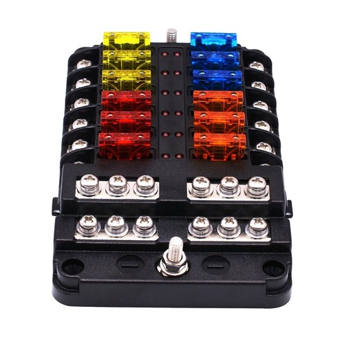 12 Ways Blade Fuse 12V 32V Car Boat Fuse Box Holder W/ Power Panel Board Camper - Picture 7 of 19