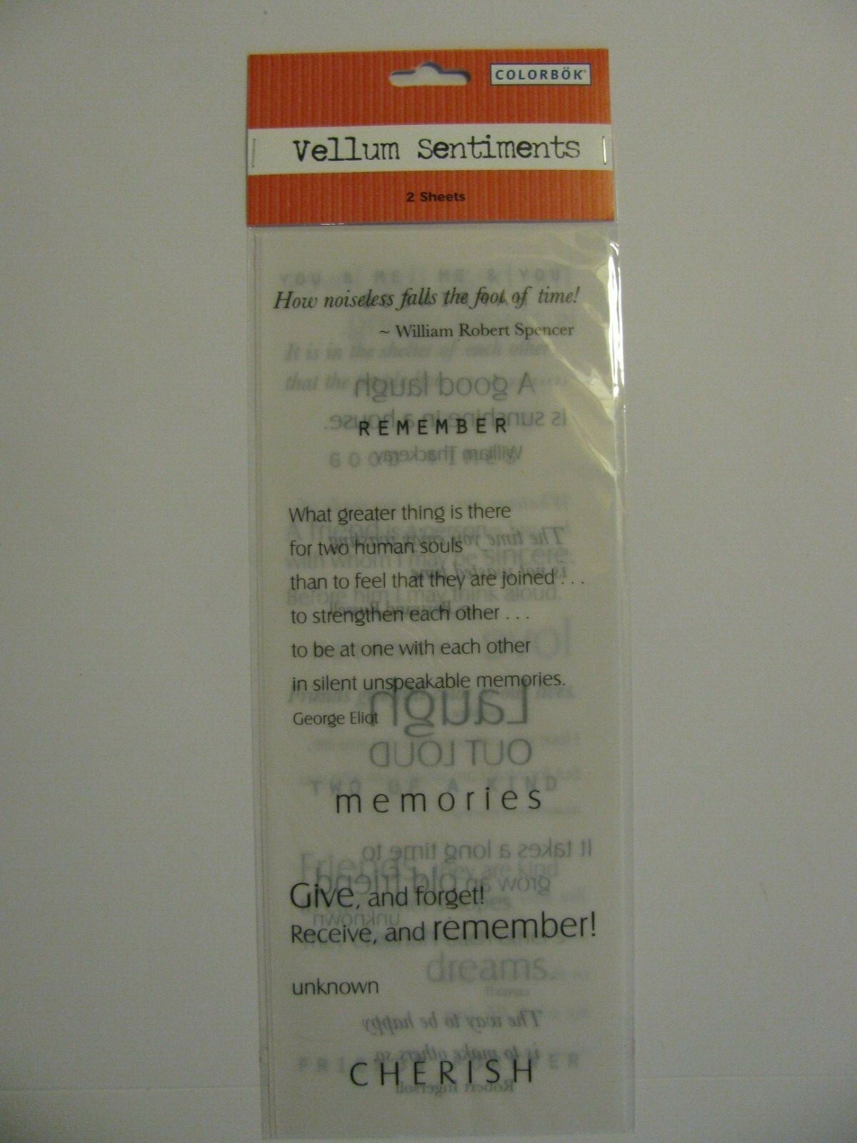 Colorbok Vellum Sentiments 2 Different Sheets 8.5" X 11" NIP eBay