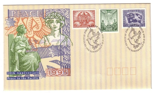 1995 FDC Australia. Peace in the Pacific. "Dove" PictPMK "TOWNSVILLE"