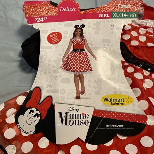 Costume esclusivo Disney Minnie Mouse Deluxe Walmart travestimento ragazze taglia 14/16 - Foto 5 di 9