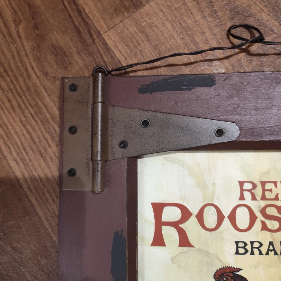 RUSTIC ROOSTER Wood Framed Wall or Door Sign Natural Wood 14.5" X 12.5" Coffee  - Image 3 of 4