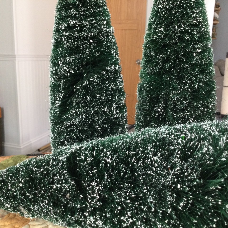 Lot of 6 Dept 56 Large 12” Frosted Sisal Trees Bottlebrush Pine w/Snow