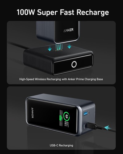 Anker Prime Power Bank 200W 20000mAh Portable Charger 3-Ports+100W Charging Base - Picture 3 of 6