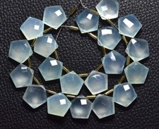 Aqua Chalcedony Beads 8 MM Briolettes Beads 10 pcs Faceted Pentagon Shape Beads