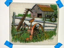 Authentic Vintage 90's Country Farm Tractor Kittens Heat Transfer Iron On NOS