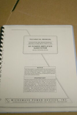  Microwave Power Devices  sspa0240-22/6140 RF Power Amplifier Technical Manual