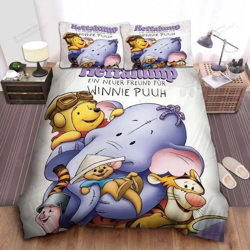 Disney Winnie The Pooh Friends Heffalump Quilt Duvet Cover Set King Pillowcase - Picture 1 of 9