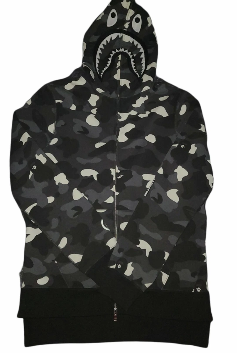 Bape PONR Camo Shark Full Zip-Up Hoodie XSMALL