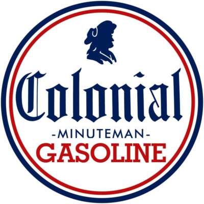 Colonial Minuteman Gasoline NEW Metal Sign: 14" Dia. Steel Round Style ...