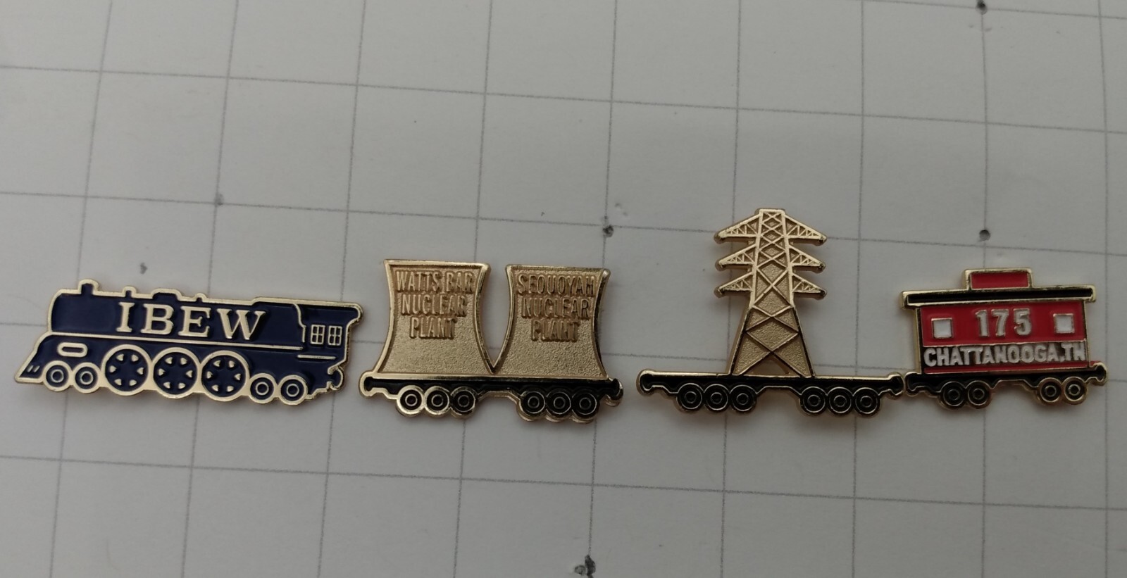 IBEW Lapel Pin Local 175 Chattanooga, TN. Rare 4 piece set. - Free Shipping
