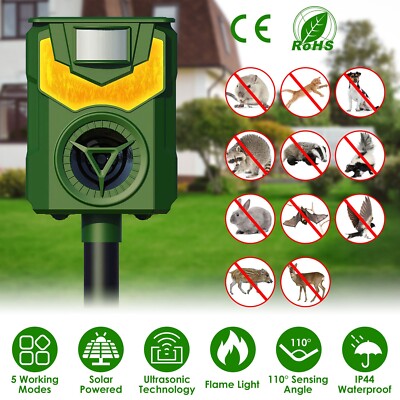 iMounTEK Solar Ultrasonic Animal Repeller Flame Light for Dog Raccoon Fox Skunk
