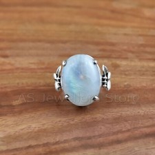 Rainbow Moonstone Ring, 925 Sterling Silver Ring, Handmade Ring, Unique Ring