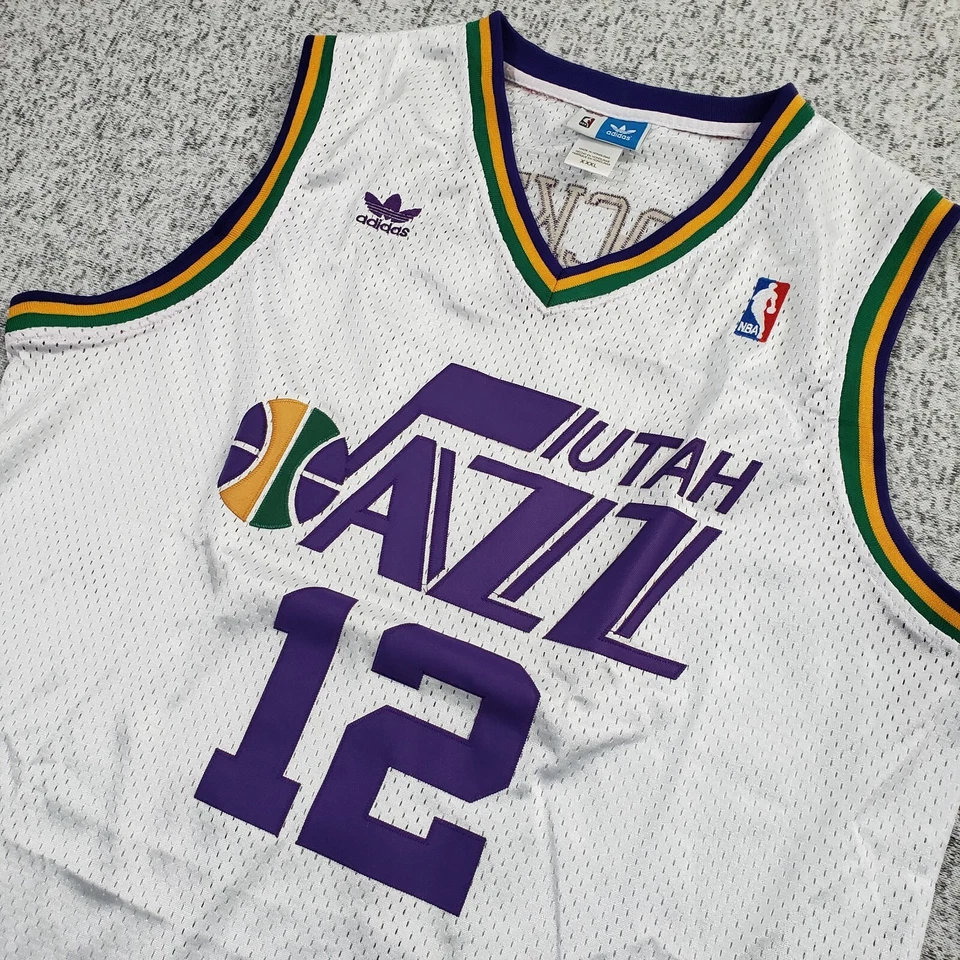 Camiseta John Stockton Para Hombre XXXL 3XL Utah Jazz #12 Blanca Adidas Madera Dura Clásicos Foto 4 de 4