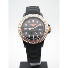 Invicta Ladies Rose Gold Crystal Bezel Black Dial Band Watch IBI10067-009