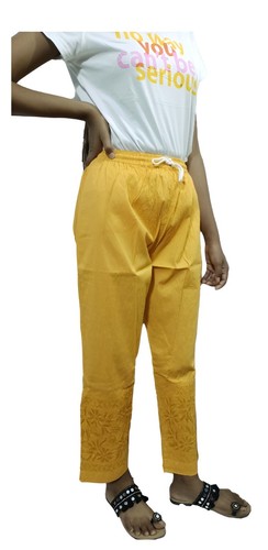 Pants Women Chikan Cotton Lycra Trousers Embroidery Salwar Indian Summer Pajama - Picture 52 of 55