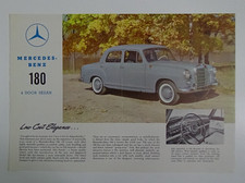 Vintage Mercedes-Benz 180 4 Door Sedan 1-Page Sales Sheet Brochure #G-128