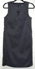 NINE WEST BLACK & WHITE POLKA DOT SHIFT PENCIL DRESS UK 8 PREOWNED