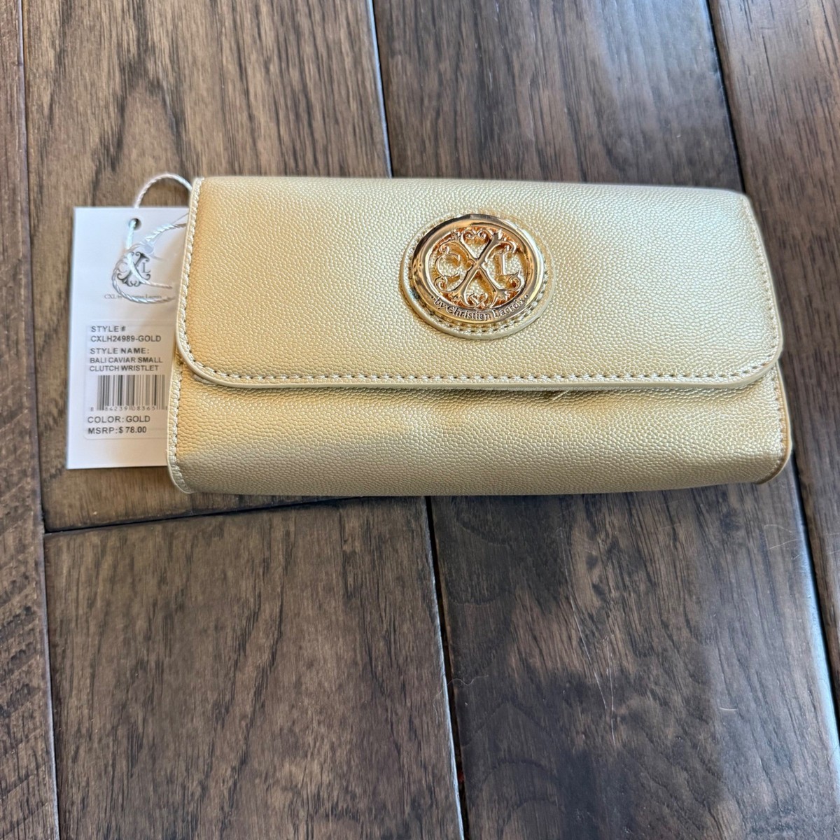 CXL Christian Lacroix Bali Caviar Small Clutch Wristlet Gold