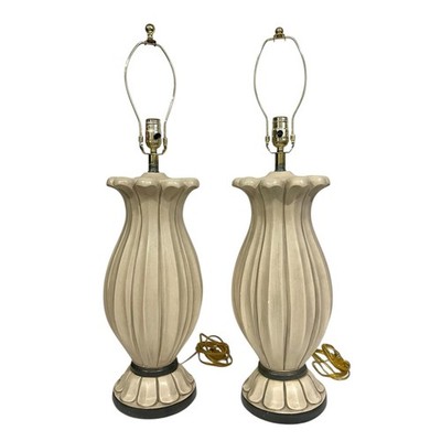 Key West Lighting Handcrafted Curve PetalTable Lamp Set of 2 Cream Ivory Pair