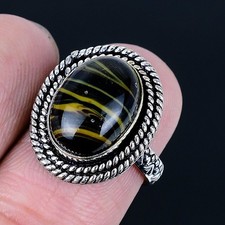 Banded Agate 925 Silver Plated Handmade Ring of US Size 6