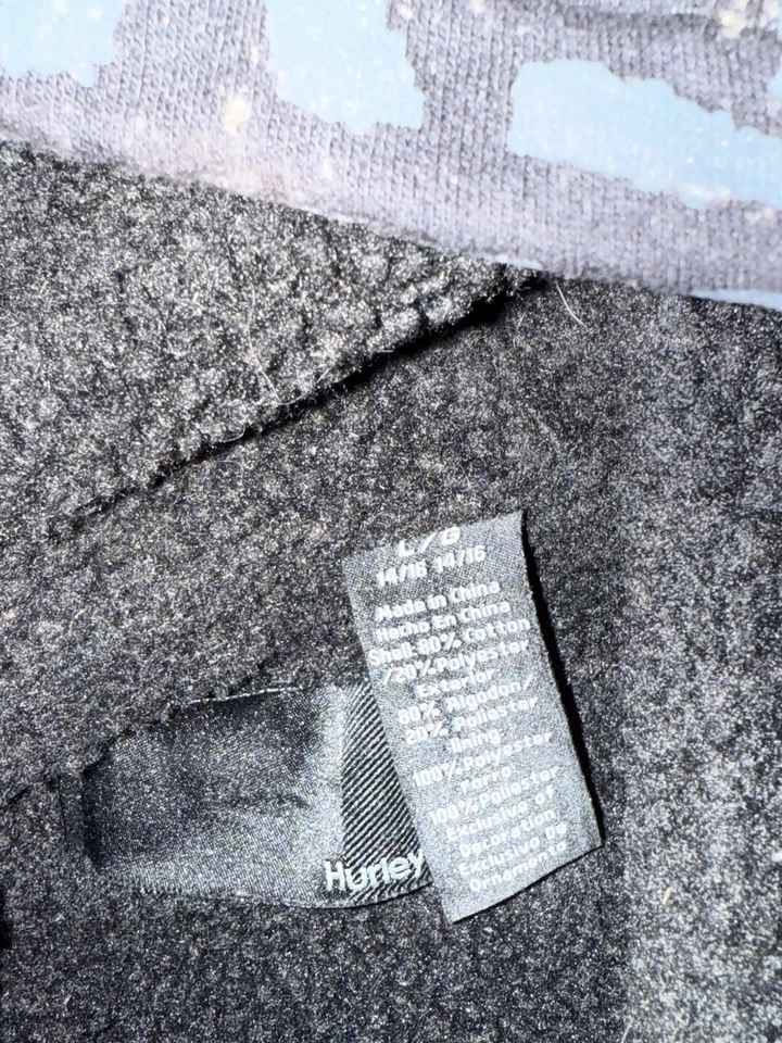 Vtg Y2K Hurley AOP Zip Up Sherpa Lined Skater Youth Hoodie - Image 4 of 4