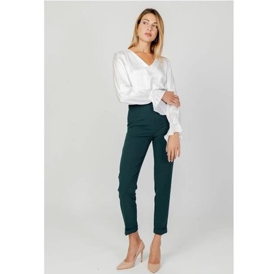 Sandro Ferrone Tailored HighWaist Pants Cropped Style Green Trousers Women's 44