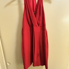 Express Beautiful Red Halter Mini Dress Deep V-neckline and Pockets. Size XS